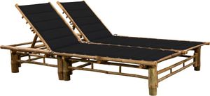 vidaXL 2-osobowy leżak z poduszkami, bambusowy 1