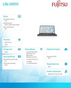 Laptop Fujitsu Lifebook U9311 (PCK:U9X11MF7BMPL) 2