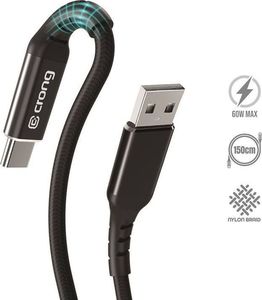 Kabel USB Crong USB-A - USB-C 1.5 m Czarny (CRG-AL15USAC-BLK) 3