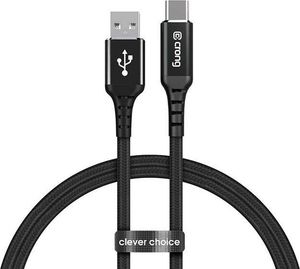 Kabel USB Crong USB-A - USB-C 1.5 m Czarny (CRG-AL15USAC-BLK) 1