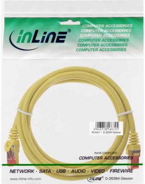 InLine Patch Kabel Sieciowy S/FTP PiMF Cat.6 PVC copper żółty 5m - 76405Y 2