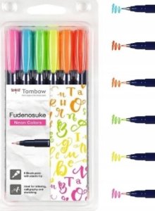 Tombow Flamastry Fudenosuke do kaligrafii neon mix 6 szt. 5