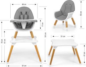 Milly Mally Krzesełko do karmienia 2w1 Malmo Grey 3