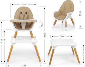 Milly Mally Krzesełko do karmienia 2w1 Malmo Beige 4