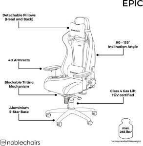 Fotel Noblechairs EPIC z prawdziwej skóry - czarny (GAGC-033) 7