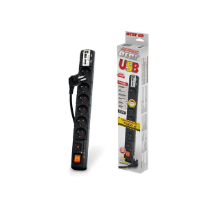Listwa zasilająca Acar USB przeciwprzepięciowa 6 gniazd 1.5 m czarna (W0157) 3