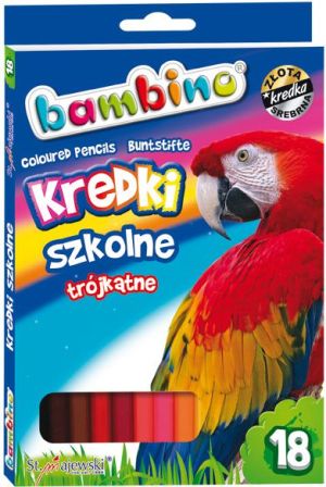 St. Majewski Kredki szkolne trójkątne, 18 kolorów, licencja BAMBINO 2