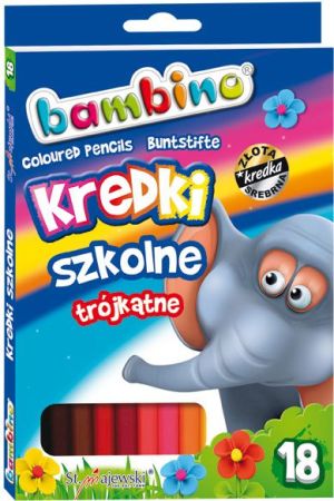 St. Majewski Kredki szkolne trójkątne, 18 kolorów, licencja BAMBINO 3