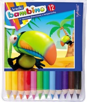 St. Majewski Kredki BAMBINO w oprawie drewnianej, 12 kolorów, licencja BAMBINO 2