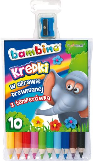 St. Majewski Kredki BAMBINO w oprawie drewnianej z temperówką, 10 kolorów 2