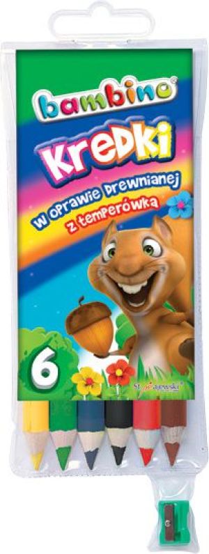 St. Majewski Kredki BAMBINO w oprawie drewnianej z temperówką, 6 kolorów, licencja BAMBINO 4