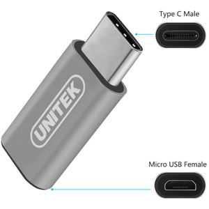 Adapter USB Unitek USB-C - microUSB Srebrny  (Y-A027AGY) 4