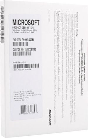 System operacyjny Microsoft  (Windows Vista Ultimate 32-bit PL OEM) 1