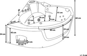 Wanna Shumee Wanna narożna LED z hydromasażem 155 x 155 cm czarna MARTINICA 9