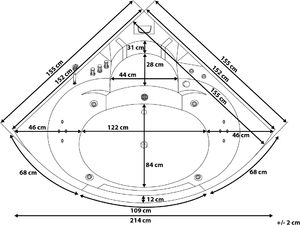 Wanna Shumee Wanna narożna LED z hydromasażem 155 x 155 cm czarna MARTINICA 10