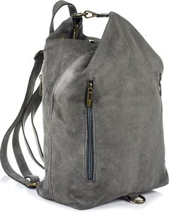 Vera Pelle Szary Włoski Stylowy Plecak Damski Skórzany Zamsz A4 W14 2