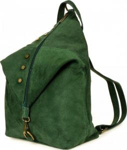 Vera Pelle Ciemno- zielony Włoski Stylowy Plecak Damski Skórzany Zamsz A4 W01 1