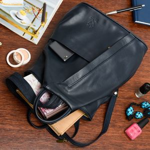 Vera Pelle Granatowy Vera Pelle włoski Plecak Skórzany damski mały T52 2