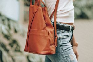 Vera Pelle Granatowy Vera Pelle włoski Plecak Skórzany damski mały T52 9