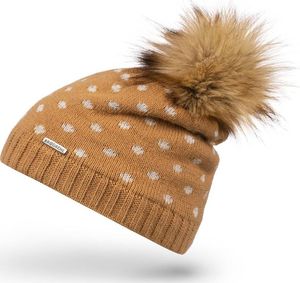 Brdrene Czapka zimowa w kropki pompon Brodrene CZ29 camel 1