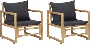 vidaXL Krzesła ogrodowe z poduszkami, 2 szt., bambusowe 1