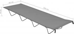 vidaXL Łóżko polowe, 180x60x19 cm, szare 2