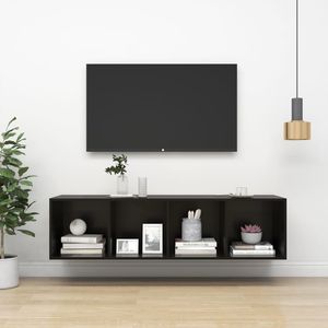 vidaXL Wisząca szafka TV, czarna, wysoki połysk, 37x37x142,5 cm 1