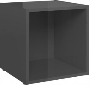 vidaXL Szafka pod TV, wysoki połysk, szara, 37x35x37 cm, płyta 1