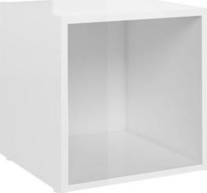 vidaXL Szafka pod TV, wysoki połysk, biała, 37x35x37 cm, płyta 1