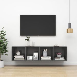 vidaXL Wisząca szafka TV, szara, wysoki połysk, 37x37x142,5 cm 1