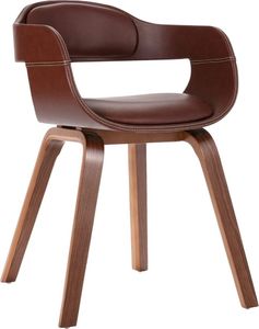 vidaXL Krzesło stołowe, brązowe, gięte drewno i sztuczna skóra 1