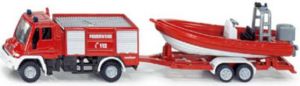 Siku Straż pożarna Unimog z łódką - S1636 1