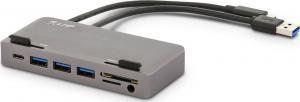 HUB USB LMP Słuchawkowe 1x SD 1x USB-C 1x microSD  + 3x USB-A 3.0 (LMP-USBC-ATT-HUB-SG) 3