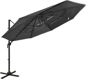 vidaXL 4-poziomowy parasol na aluminiowym słupku, antracytowy, 3x3 m 1