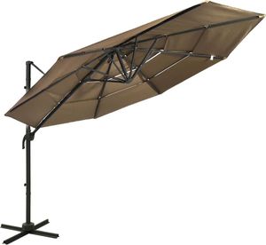vidaXL 4-poziomowy parasol na aluminiowym słupku, taupe, 3x3 m 1