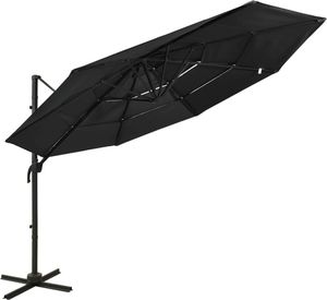 vidaXL 4-poziomowy parasol na aluminiowym słupku, czarny, 3x3 m 1