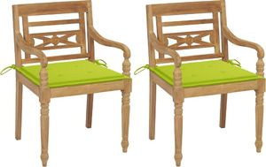 vidaXL Krzesła Batavia z jasnozielonymi poduszkami, 2 szt., tekowe 1