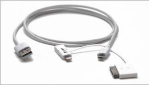 Kabel USB LMP USB-A - microUSB + Lightning 1 m Biały (LMP-3IN1-LDM) 1