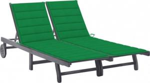 vidaXL 2-osobowy leżak ogrodowy z poduszkami, szary, drewno akacjowe 1