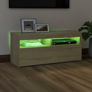 vidaXL Szafka pod TV z oświetleniem LED, dąb sonoma, 90x35x40 cm 4