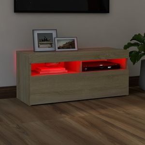 vidaXL Szafka pod TV z oświetleniem LED, dąb sonoma, 90x35x40 cm 5