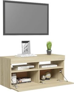 vidaXL Szafka pod TV z oświetleniem LED, dąb sonoma, 90x35x40 cm 6