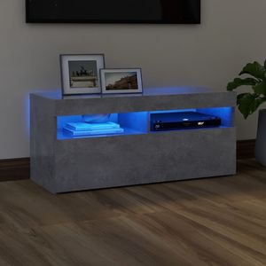 vidaXL Szafka pod TV z oświetleniem LED, szarość betonu, 90x35x40 cm 1