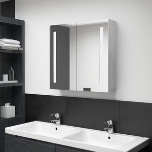 vidaXL Szafka łazienkowa z lustrem i LED, szarość betonu, 62x14x60 cm 1