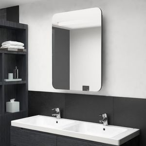 vidaXL Szafka łazienkowa z lustrem i LED, antracytowa, 60 x 11 x 80 cm 1