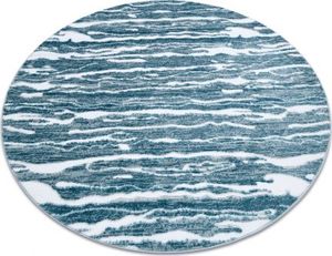 Dywany Łuszczów Dywan MEFE nowoczesny Koło 8761 Fale - Strukturalny, dwa poziomy runa krem / niebieski, koło 160 cm 1
