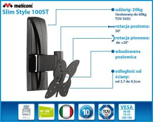 Meliconi Uchwyt do telewizora Slim Style 100ST (480830) 5
