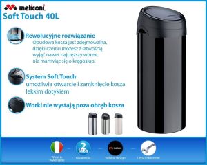Kosz na śmieci Meliconi Soft-Touch na przycisk 40L czarny (14001253106BB) 7
