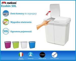 Kosz na śmieci Meliconi Ecobin do segregacji na przycisk 50L biały (14106102134BA) 2
