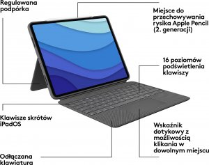 Logitech Combo Touch for iPad Pro 12.9-inch (5th and 6th gen) - GREY - UK (920-010214) 8